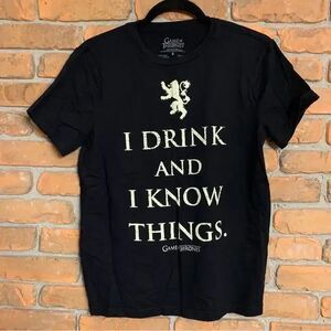 Game of Thrones Tee Mens Small Black I Drink and I Know Things Lannister Graphic